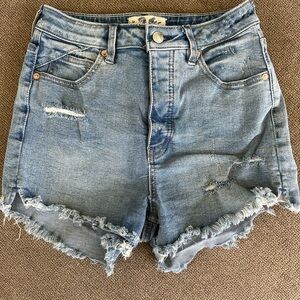 We The Free Blue Distressed Jean Shorts